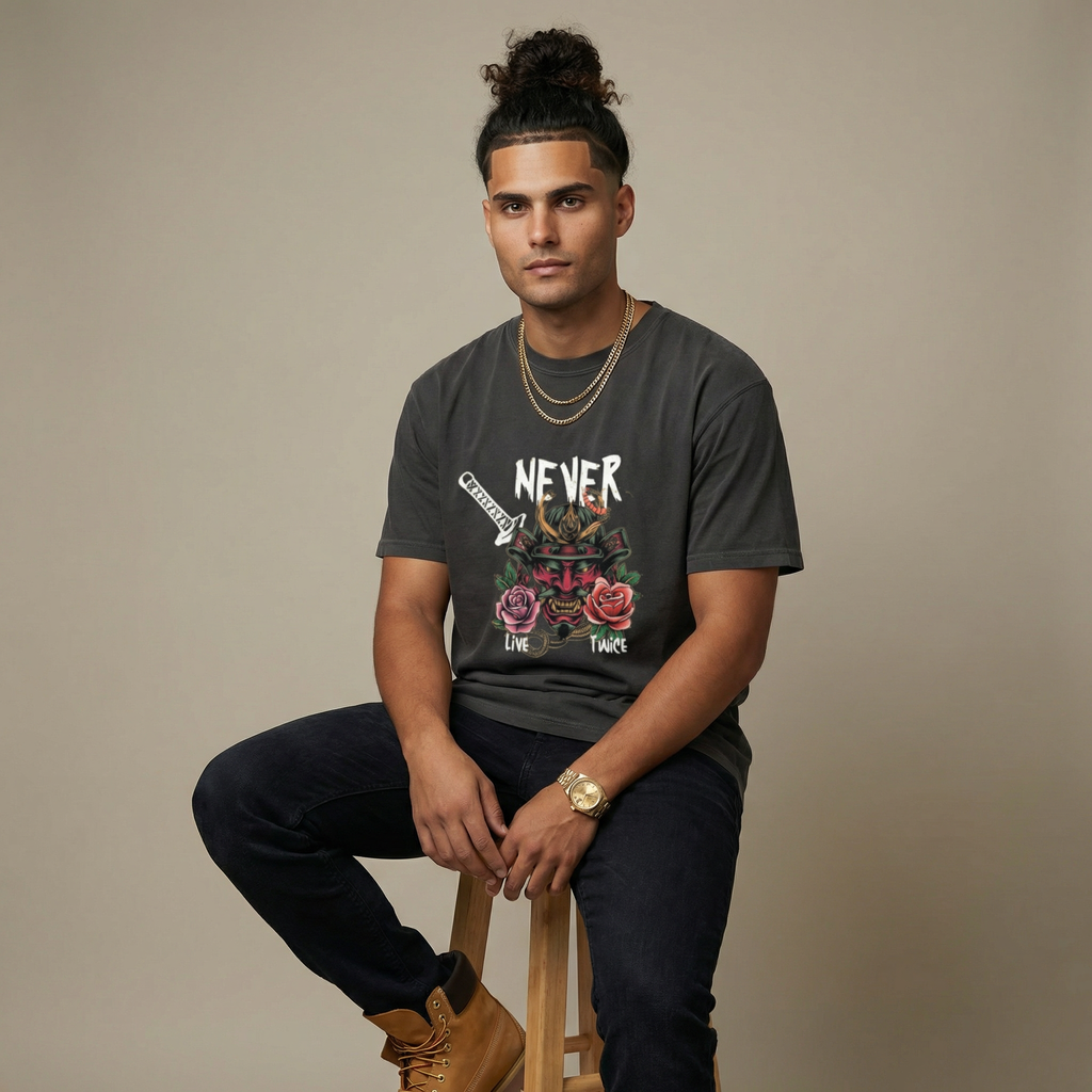 Never Live Twice - Samurai Garment-Dyed T-Shirt