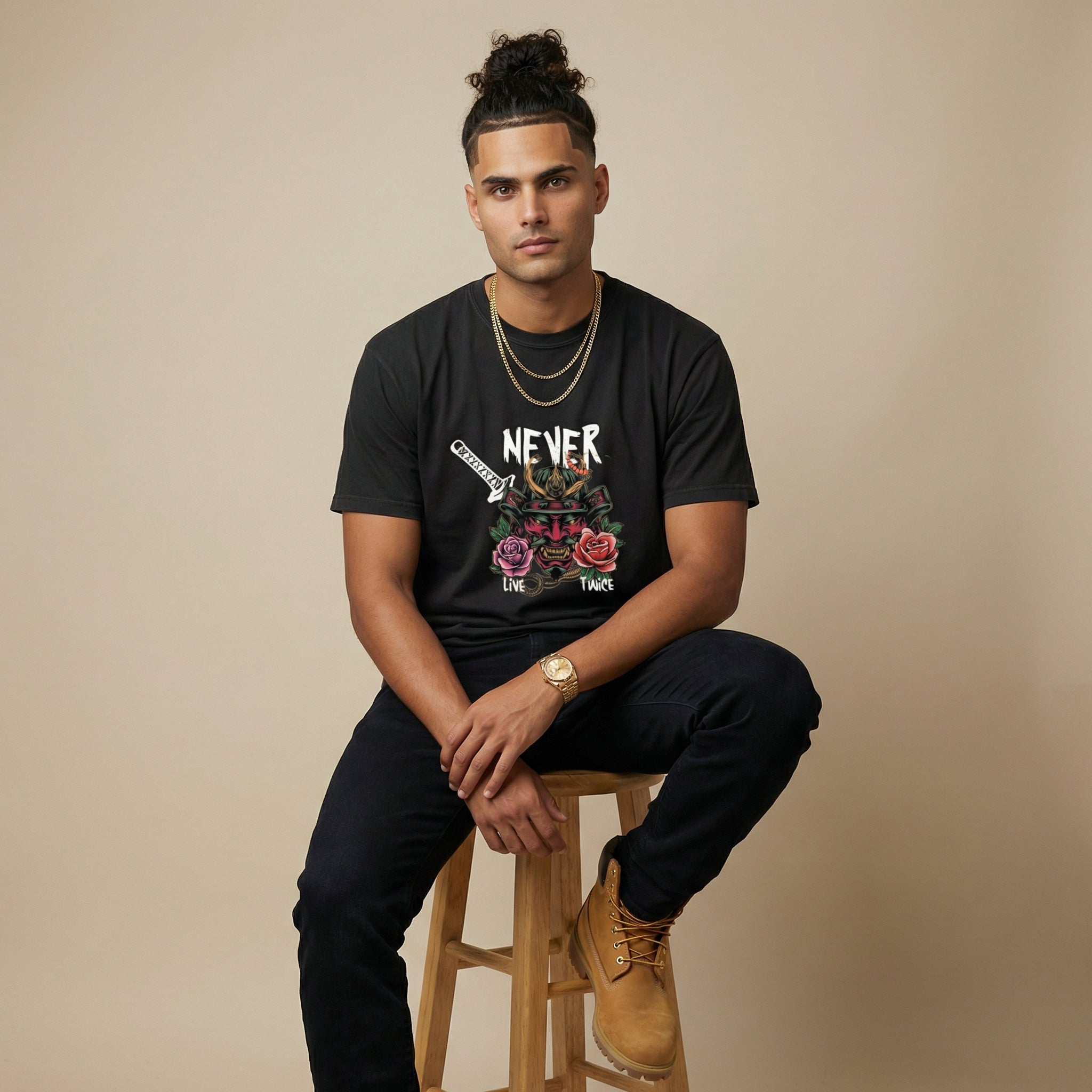 Never Live Twice - Samurai Garment-Dyed T-Shirt